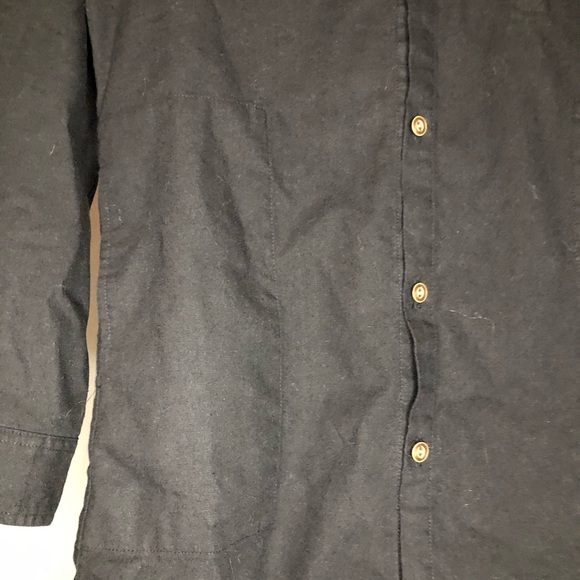 Black long sleeve button up linen dress w/ pockets - Picture 4 of 5